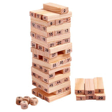1911 54 Pcs Blocks 4 Dices Wooden Tumbling Stacking Building - Product Image