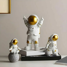 Astronaut Spaceman Statue Ornament Home Office Desktop Figurine Decors Set of 3 - Golden - Product Image