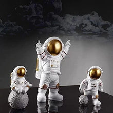 Astronaut Spaceman Statue Ornament Home Office Desktop Figurine Decors Set of 3 - Golden - Product Image