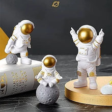 Astronaut Spaceman Statue Ornament Home Office Desktop Figurine Decors Set of 3 - Golden - Product Image