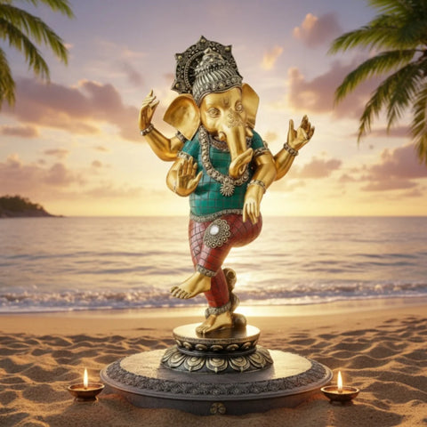 Dancing Ganesha Idol 9 Inch | Modern Resin Ganpati Statue for Home Decor & Good Luck | Desi Store - Product Image