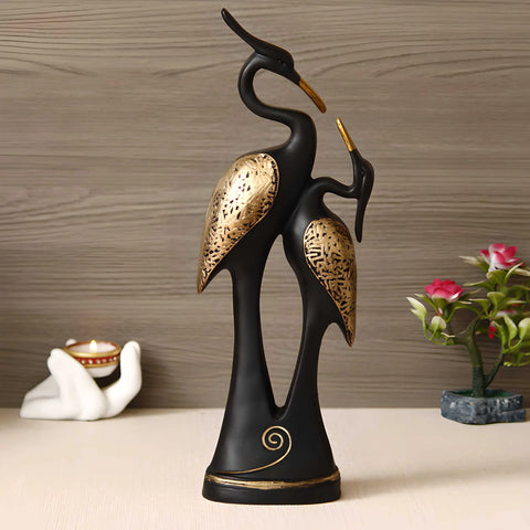 eCraftIndia Black Loving Swan Couple Handcrafted Polyresin Decorative Showpiece - Product Image