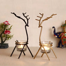 eCraftIndia Set of 2 Deer Shape Decorative Handcrafted Metal Tea Light Holder - Product Image