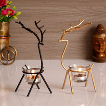eCraftIndia Set of 2 Deer Shape Decorative Handcrafted Metal Tea Light Holder - Product Image