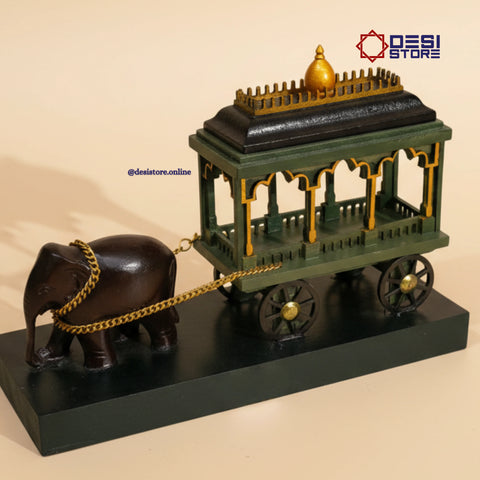 Elephant Rath (Temple Chariot) |Premium |Handcrafted Kondapalli | 12 inches | - Product Image