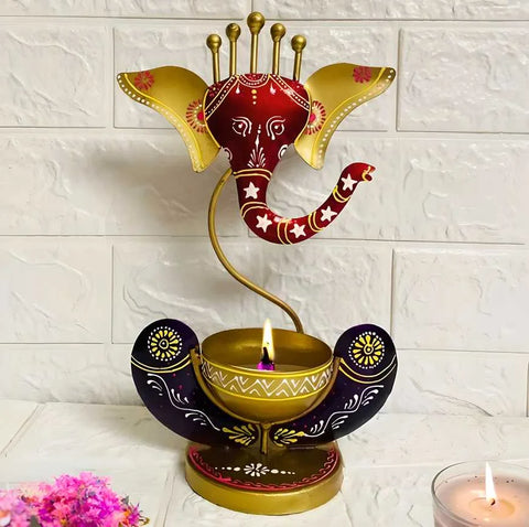 Intricately Crafted Spiritual Decor Ganesha with Tealight Candle Holder - Product Image