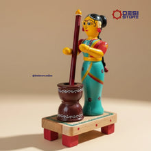 Lady with Rolu Rokali (Okhli Lady) Village Doll Set | 6 inches | Kondapalli  Bommalu - Product Image