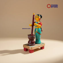 Lady with Rolu Rokali (Okhli Lady) Village Doll Set | 6 inches | Kondapalli  Bommalu - Product Image
