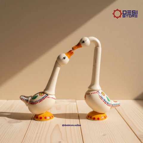 Love Swan Couple (Hamsa Jodi / Romantic Duck Pair) | 6 inches to 8 inches | Kondapalli  Bommalu | Perfect anniversary & wedding gift! - Product Image
