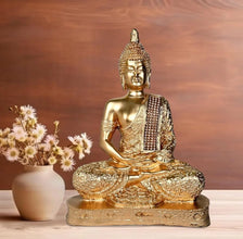 Meditating Buddha Statue Antique Finish | 9 inch | 350 gram Resin Idol for Home Decor & Peace | Free Delivery - Product Image