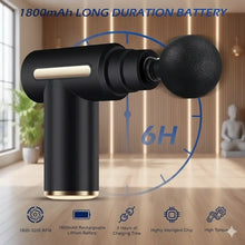 Mini Handheld Percussion Massage Gun – 6 Speeds & 4 Heads (Black Gold) | Free Delivery - Product Image
