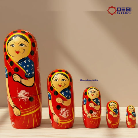 Nesting Dolls | set of 5 & 10 | upto 7 inches | Kondapalli  Bommalu - Product Image