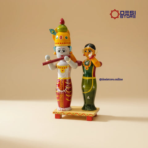 Radha & Krishna Handcrafted Kondapalli Dancing Duo Toy Set - Product Image