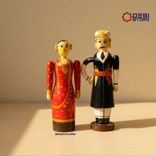 Raja Rani (King Queen) Royal Couple Doll Set | 6 inches | Kondapalli  Bommalu | pair - Product Image