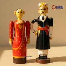 Raja Rani (King Queen) Royal Couple Doll Set | 6 inches | Kondapalli  Bommalu | pair - Product Image