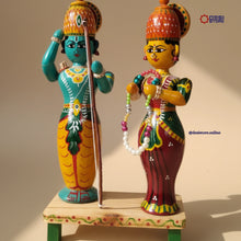 Ram & Sita Wedding Toy Set |  Handcrafted Kondapalli | 10 inches | natural colors | wedding & pooja gift! - Product Image