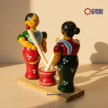 Rolu Rokali Ladies (Pestle-Mortar Village Women) – 2 Variants |  Kondapalli  Bommalu | Perfect kitchen & cultural gift! - Product Image