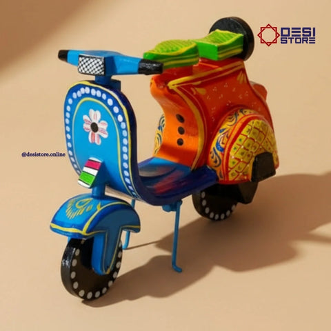 Vespa Scooter Toy (Desi Retro Scooty) | Handcrafted Kondapalli | 4 inches | Perfect kids toy & desk décor! - Product Image