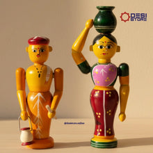 Village Couple Dolls – 2 Unique Styles | 7 inches | Kondapalli  Bommalu - Product Image