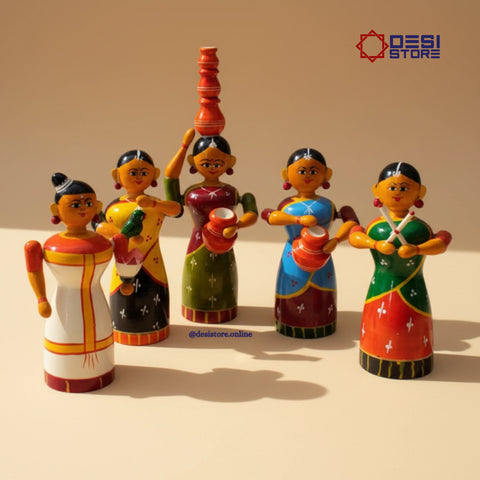 Village Ladies (Gramala Pennimiti) Kitchen Women Toy Set | Handcrafted Kondapalli | Authentic - Product Image