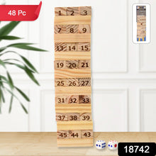 Wooden Tumbling Stacking Tower Game (48 Pcs Blocks 2 Dices) - Product Image